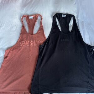 Gymshark Peach and Black Racerback Tank Tops